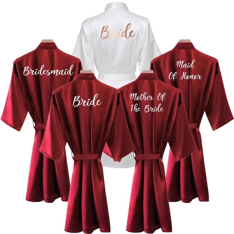 Bridal Party Robes Satin Burgundy