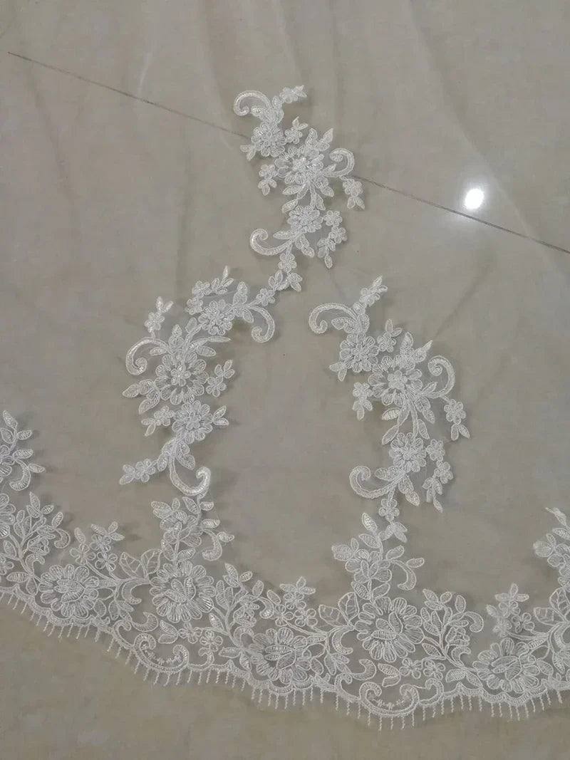 White Ivory Lace  Cathedral Veil