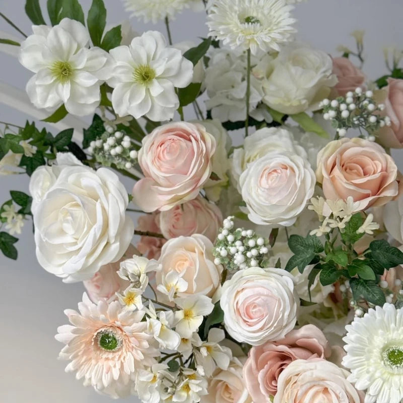 White Peach Artificial Flower Wedding Arch