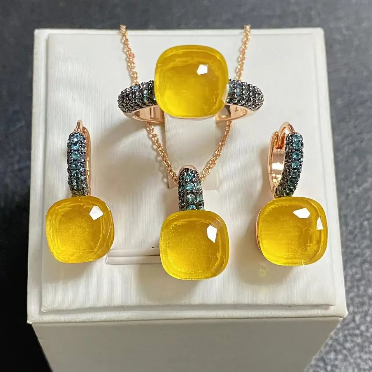 Crystal Zirconia Set Ring Earrings Pendant