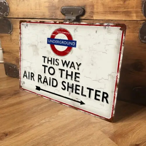 Air Shelter Metal Sign WW2 Vintage British World War