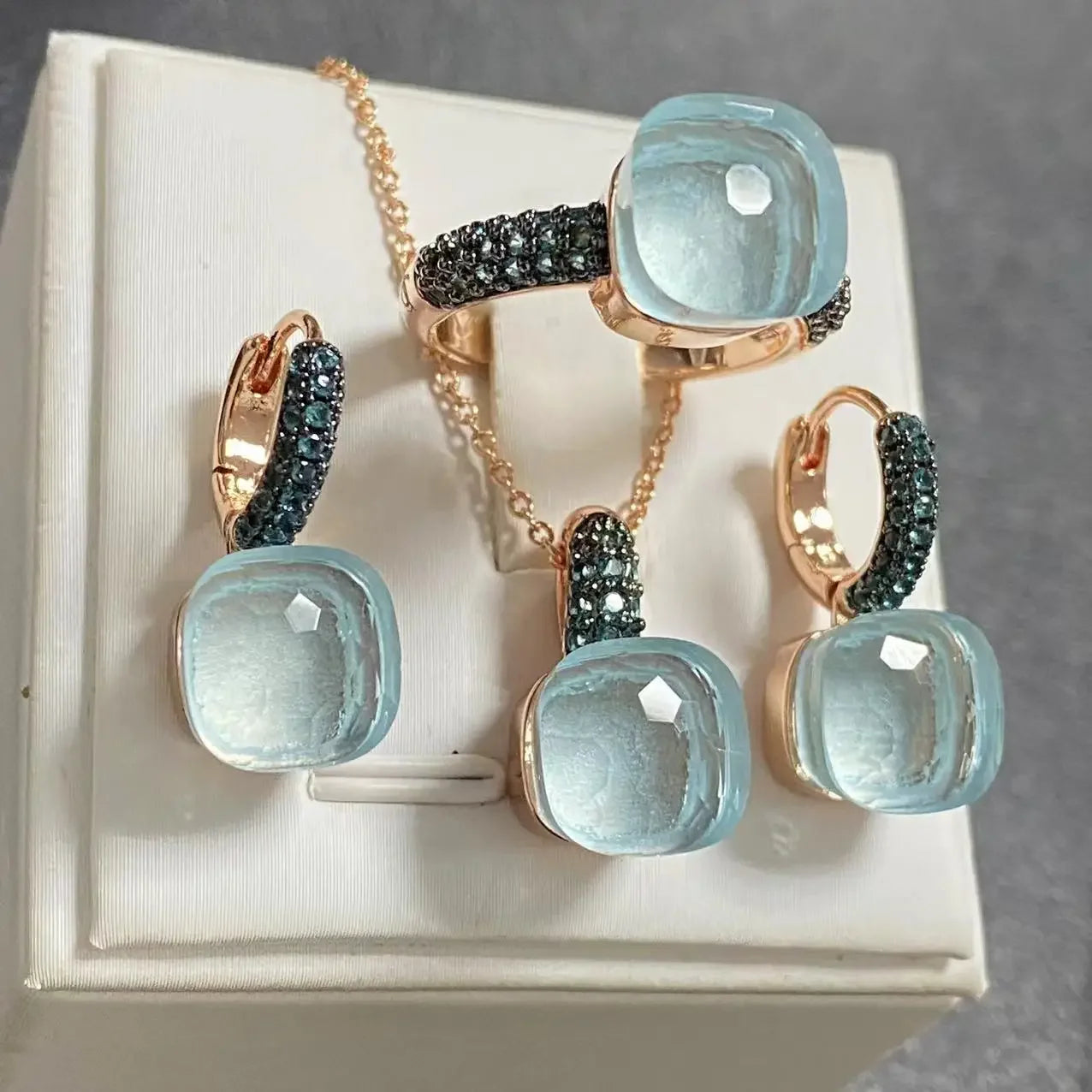 Crystal Zirconia Set Ring Earrings Pendant