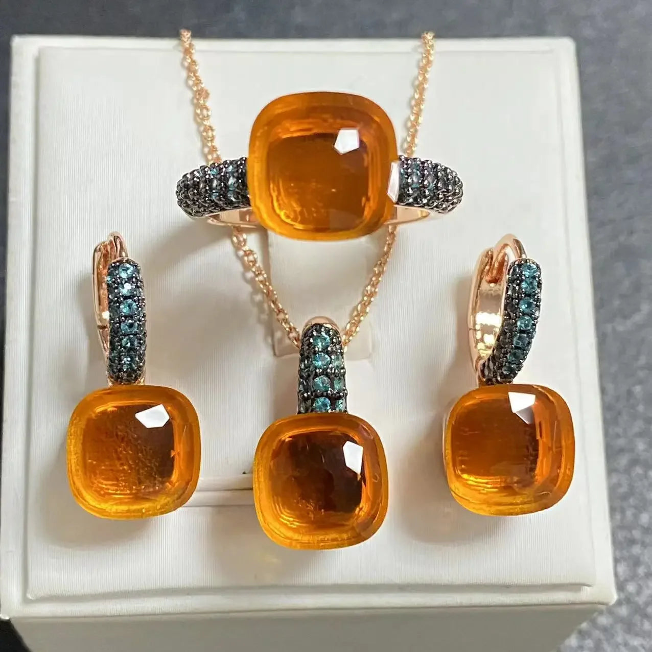 Crystal Zirconia Set Ring Earrings Pendant