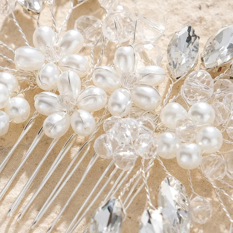 Bridal Headpiece Silver Flower Hair Pin