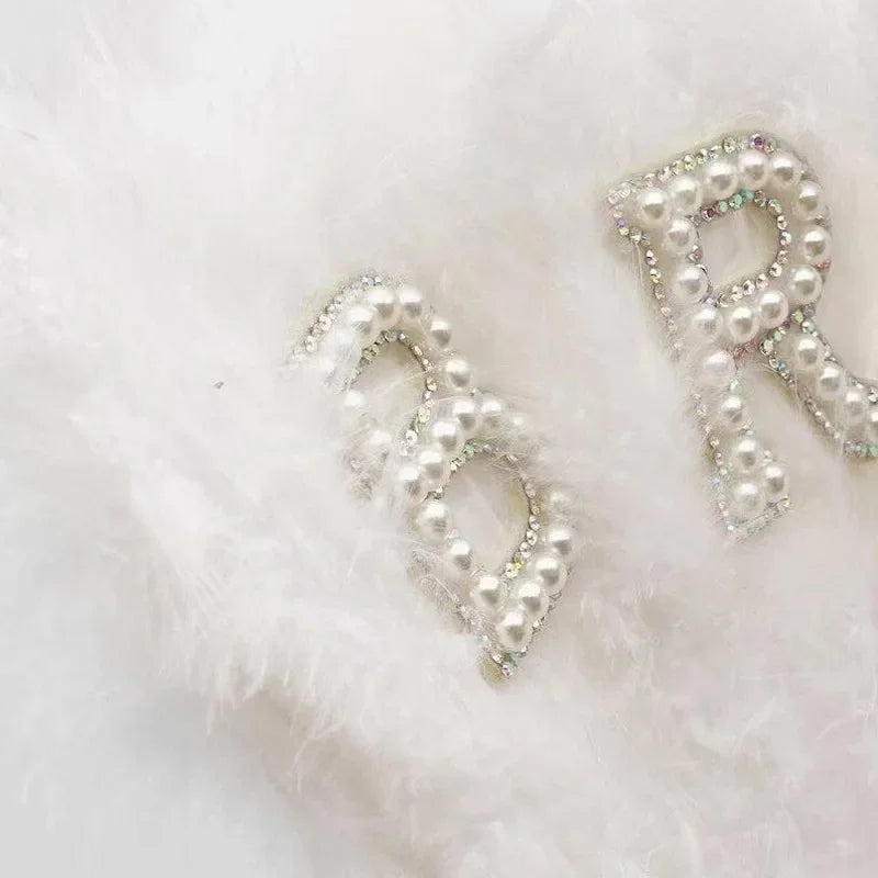 Elegant Bride Pearl Feather Fan