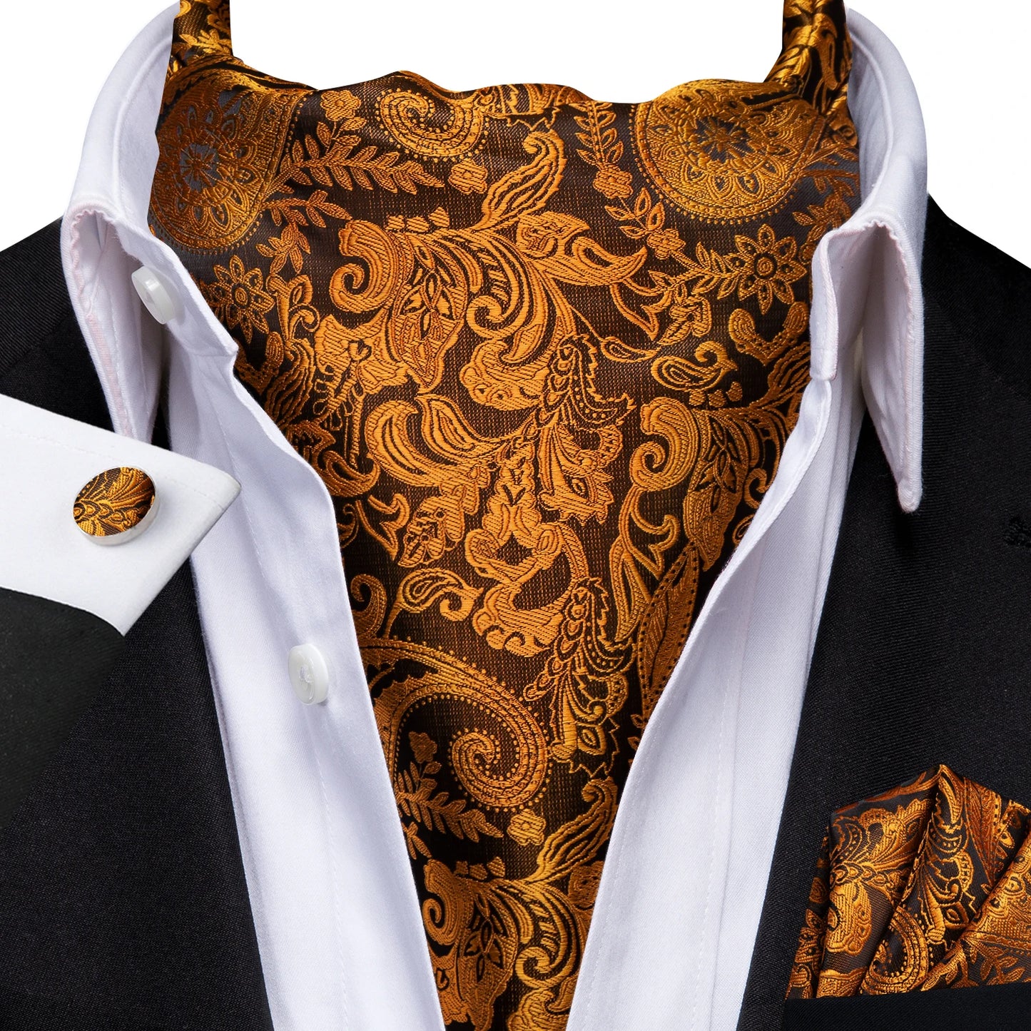 Mens Cravat Pocket Square Cufflinks Set 3pcs