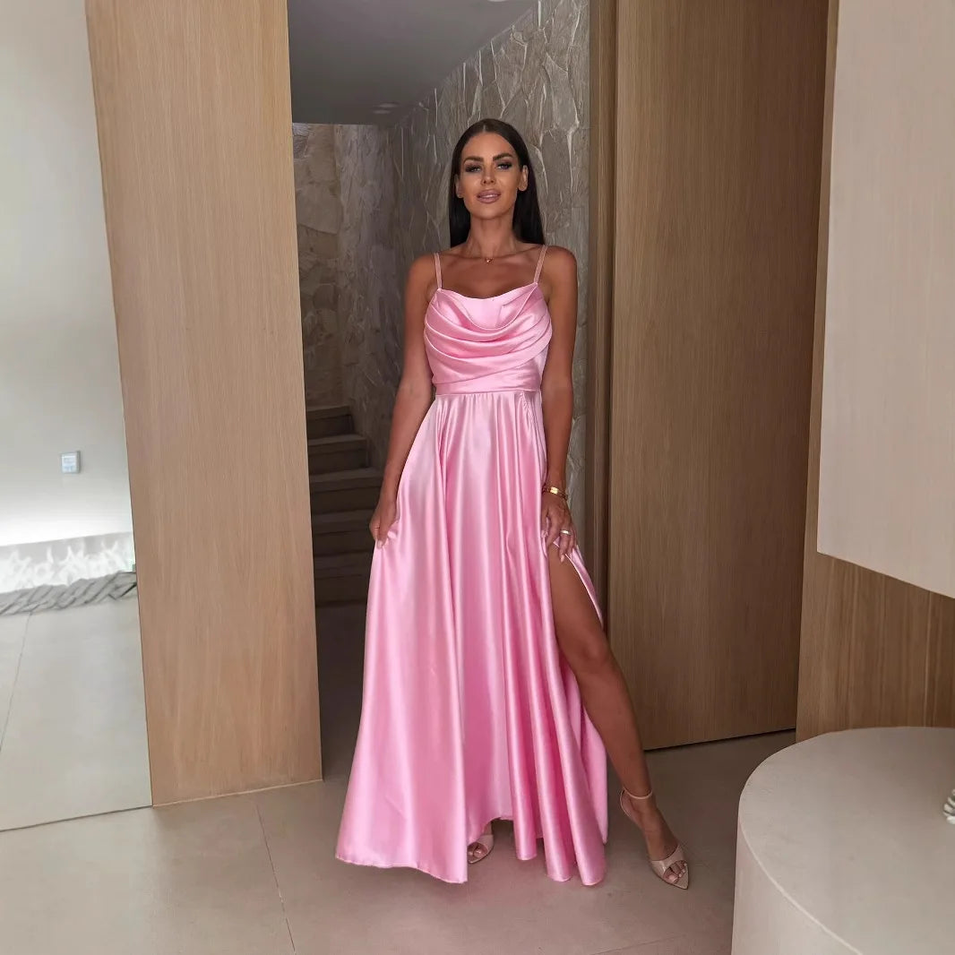 Satin Spaghetti Strap Bridesmaid Dress