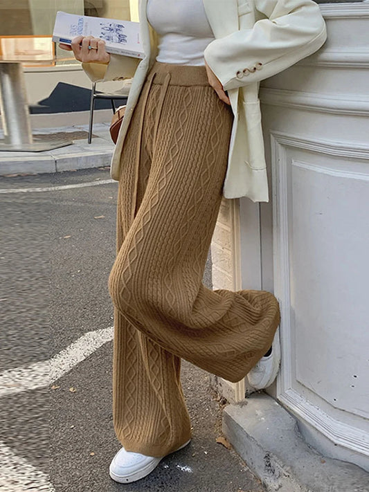Loose Knitted Wide Leg Trousers