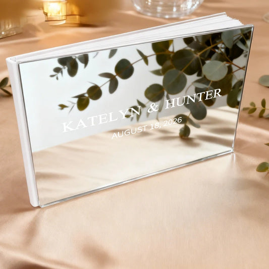 Personalized Mirror Guest Book Silver
