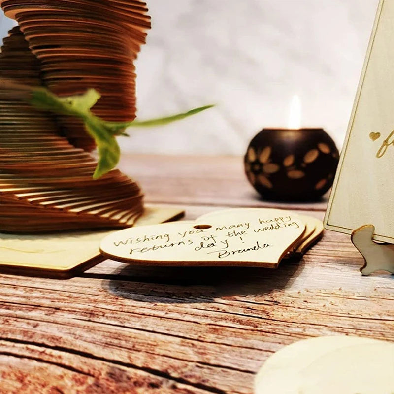 Wooden Heart Guest Book Heart Message Display