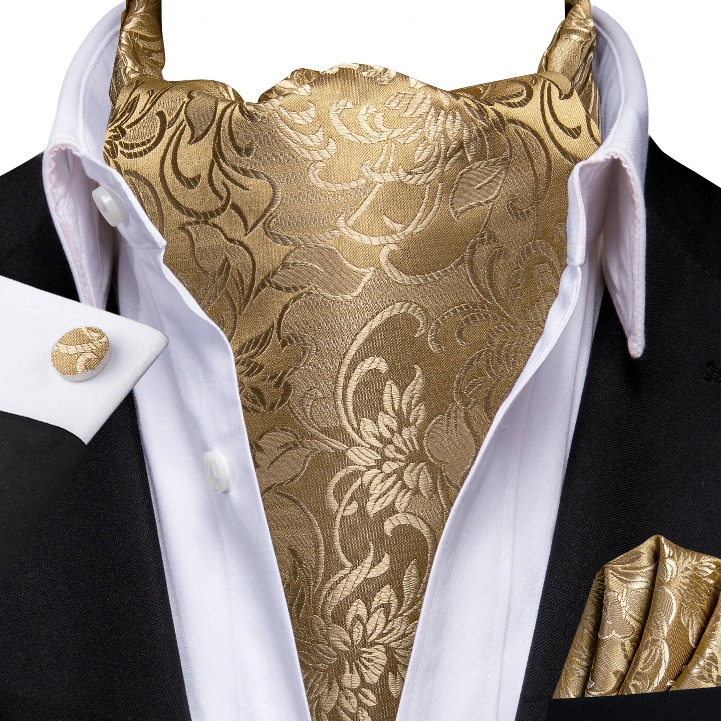 Mens Cravat Pocket Square Cufflinks Set 3pcs