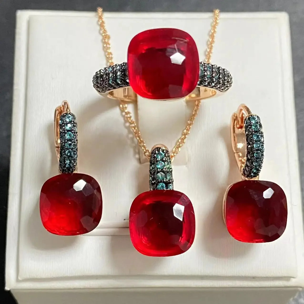 Crystal Zirconia Set Ring Earrings Pendant