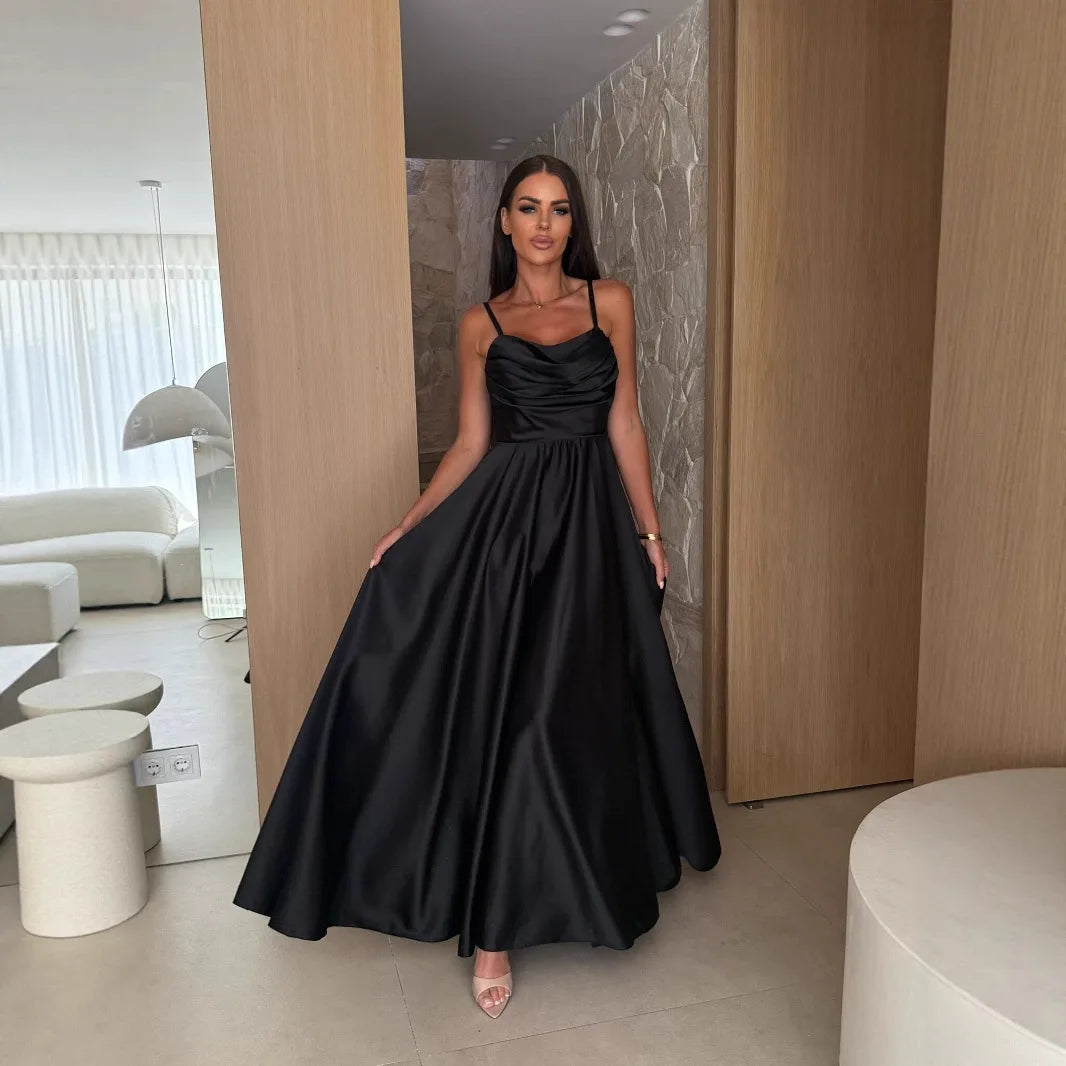 Satin Spaghetti Strap Bridesmaid Dress