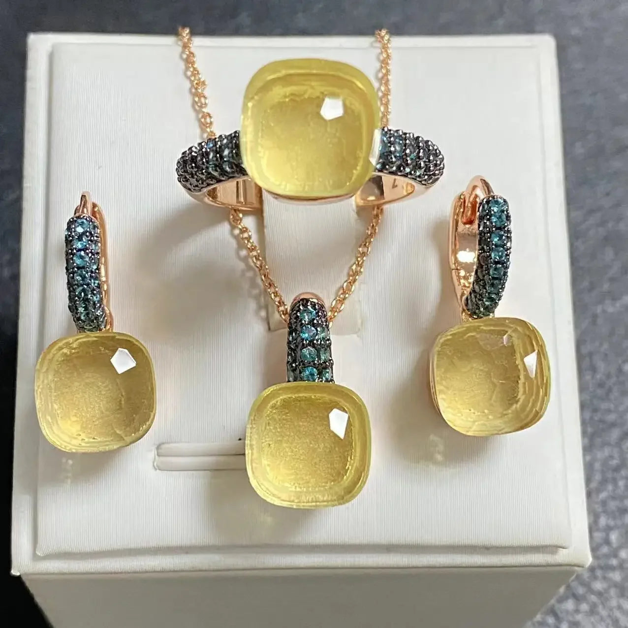 Crystal Zirconia Set Ring Earrings Pendant