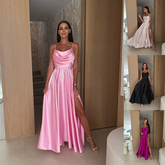 Satin Spaghetti Strap Bridesmaid Dress