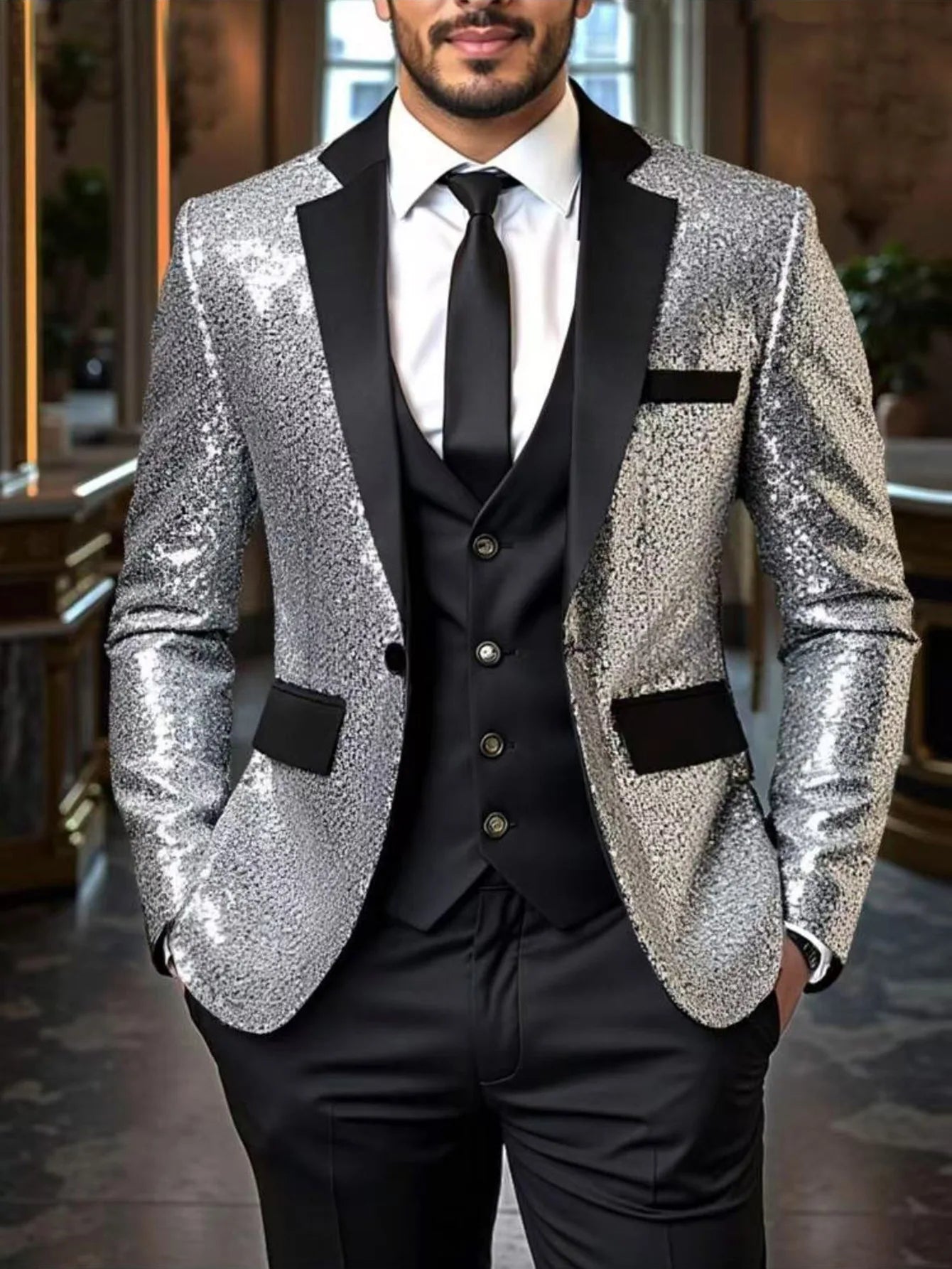 Sequin Tuxedo Jacket for Men -.