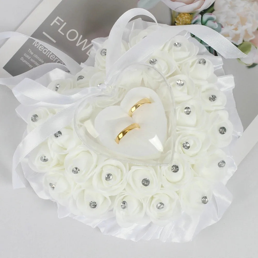 Ivory Heart Wedding Ring Pillow