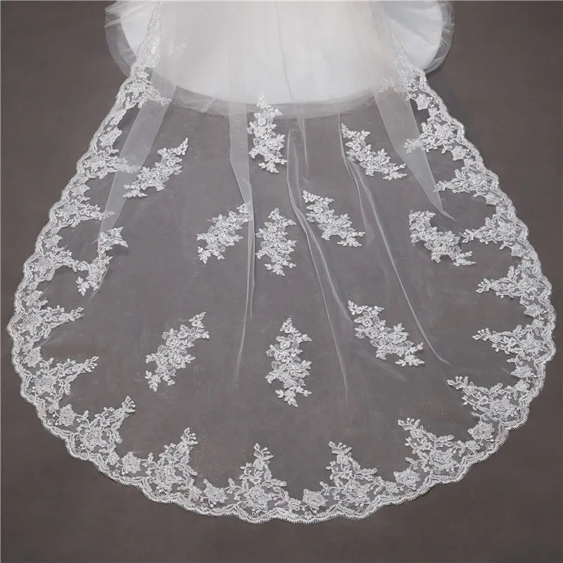 Lace Edge Cathedral Wedding Veil with Comb