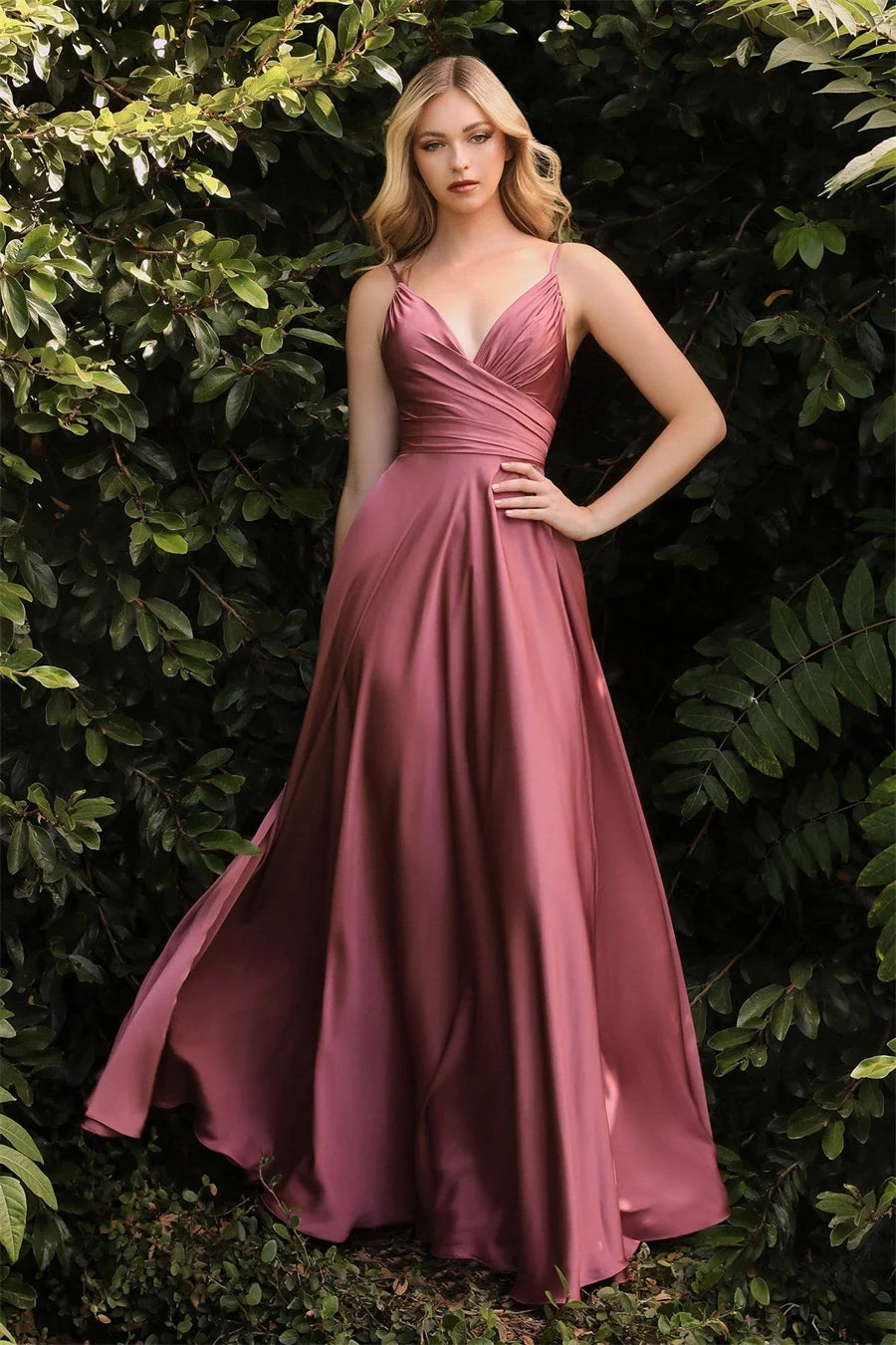 Pleated Satin Sweetheart Dress
