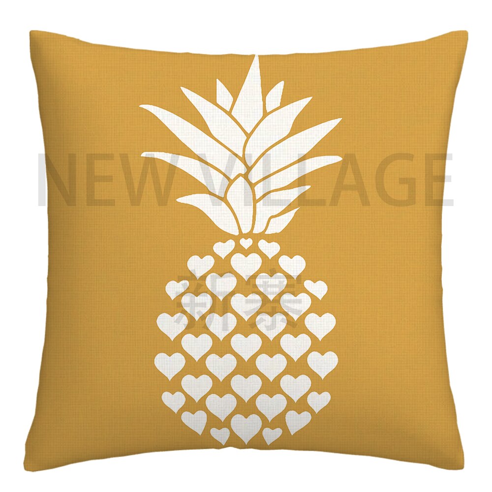 Yellow white geometric linen cushion cover