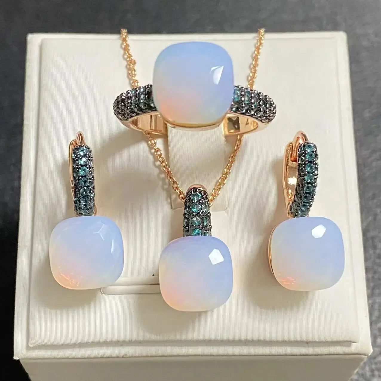 Crystal Zirconia Set Ring Earrings Pendant