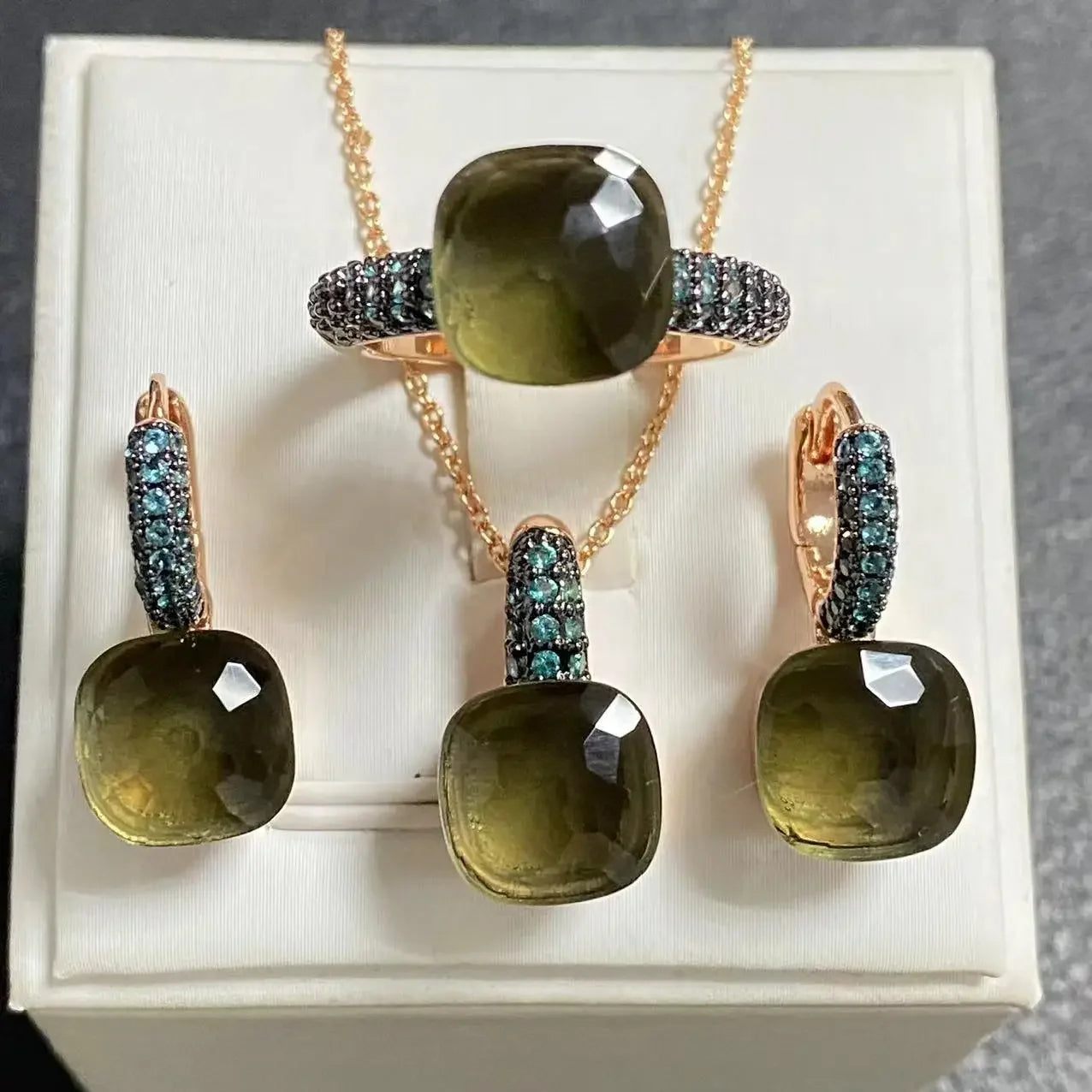 Crystal Zirconia Set Ring Earrings Pendant
