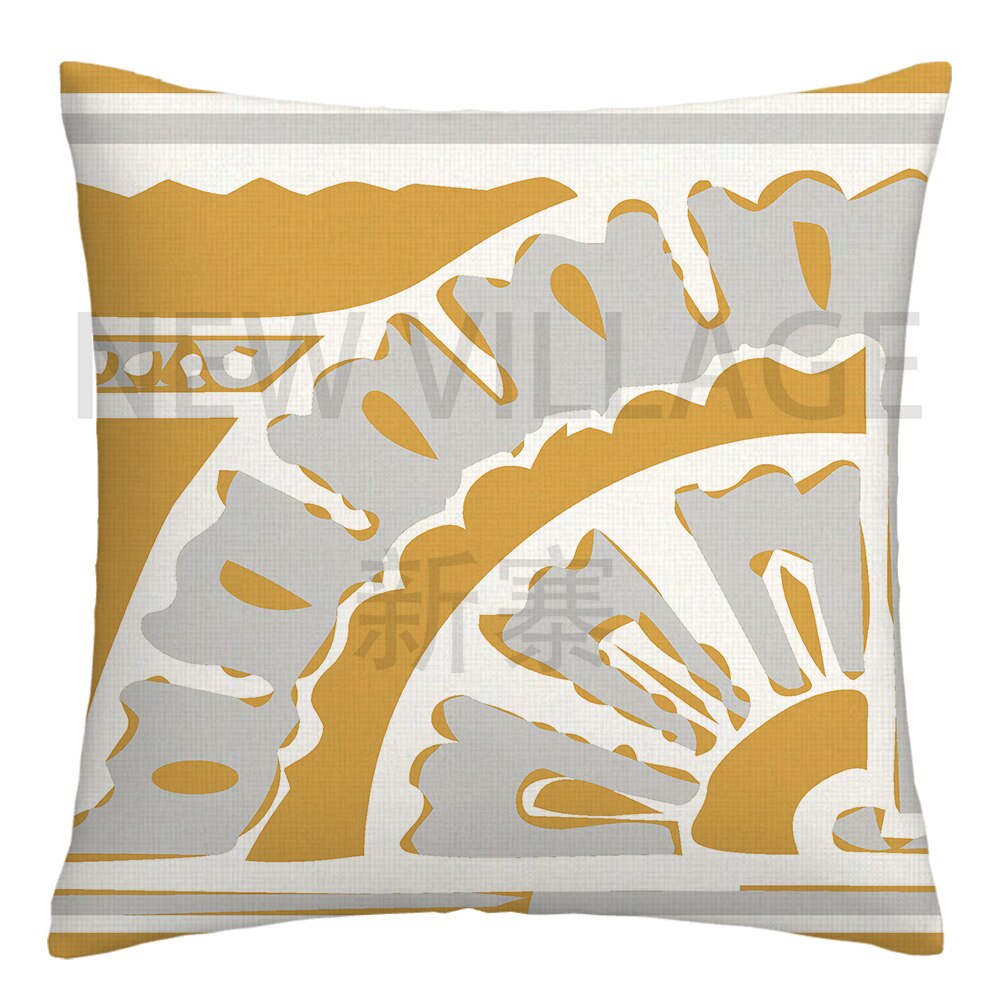 Yellow and white linen cushion covers