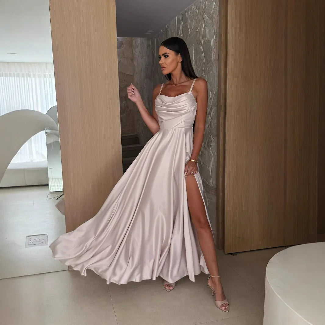 Satin Spaghetti Strap Bridesmaid Dress