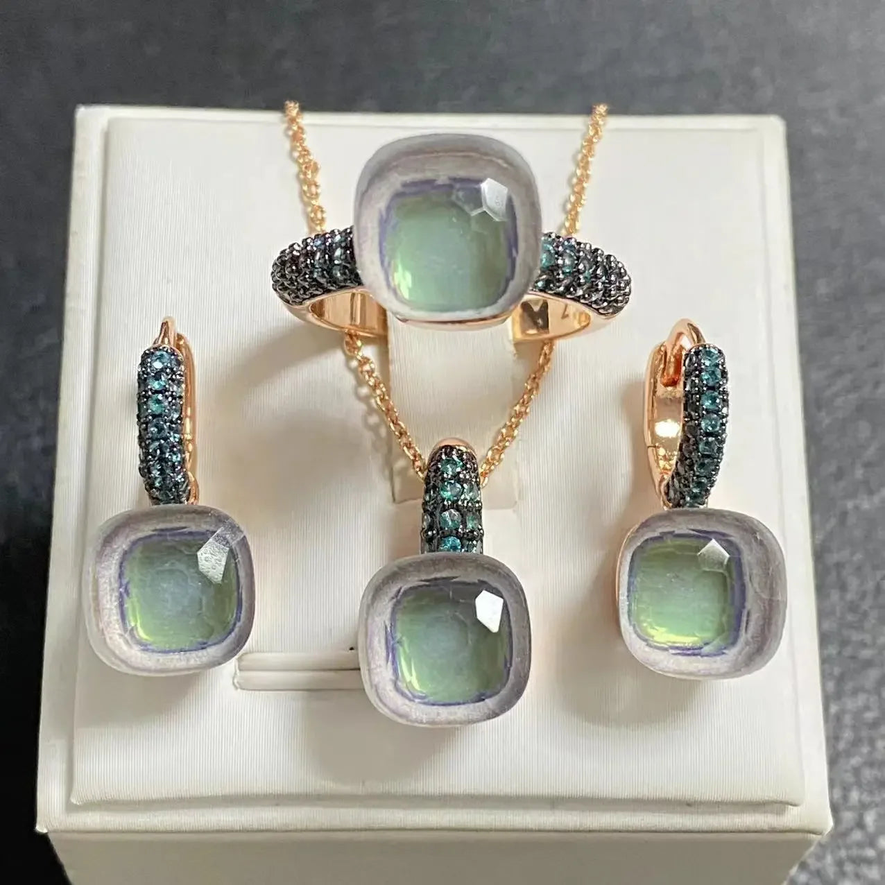 Crystal Zirconia Set Ring Earrings Pendant