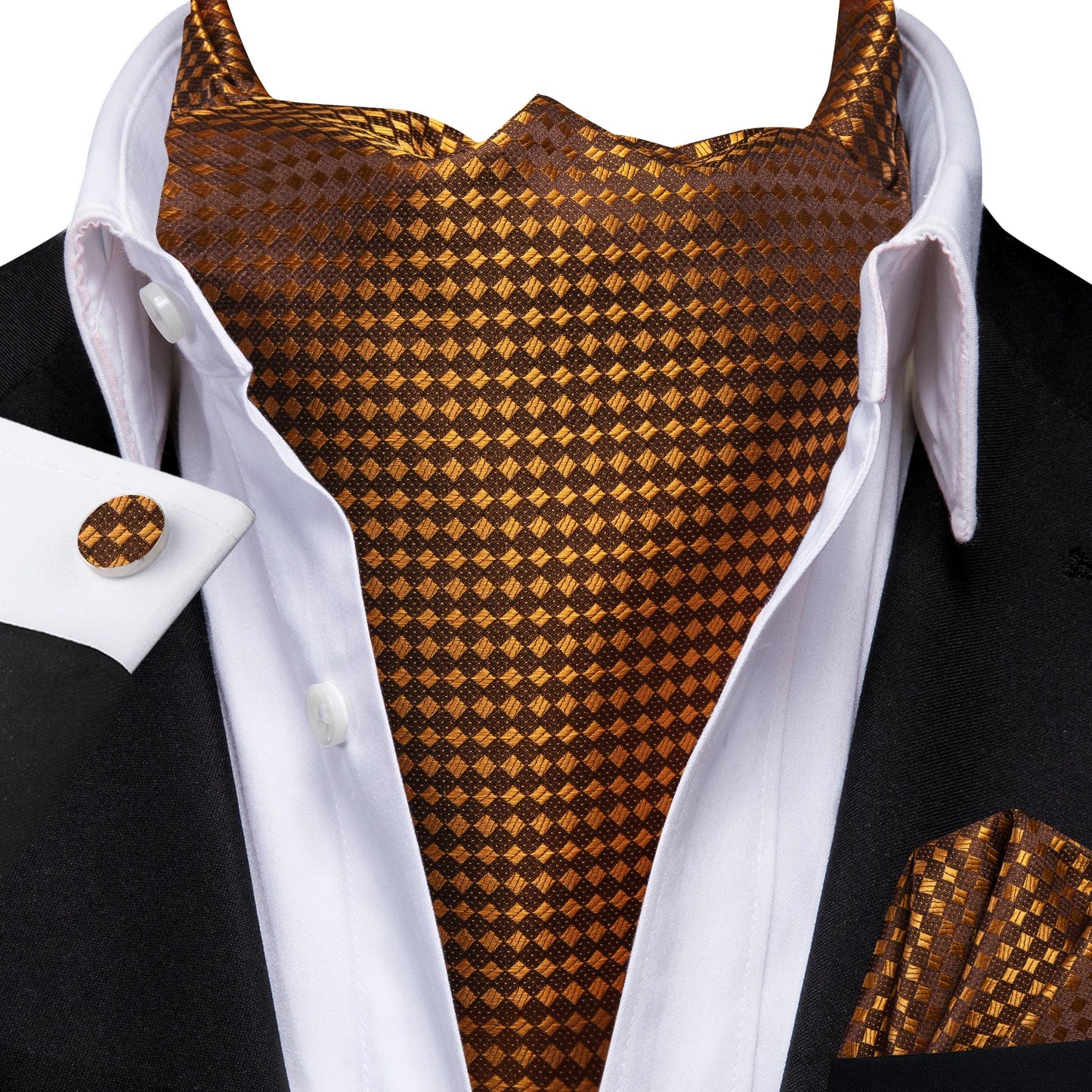 Mens Cravat Pocket Square Cufflinks Set 3pcs