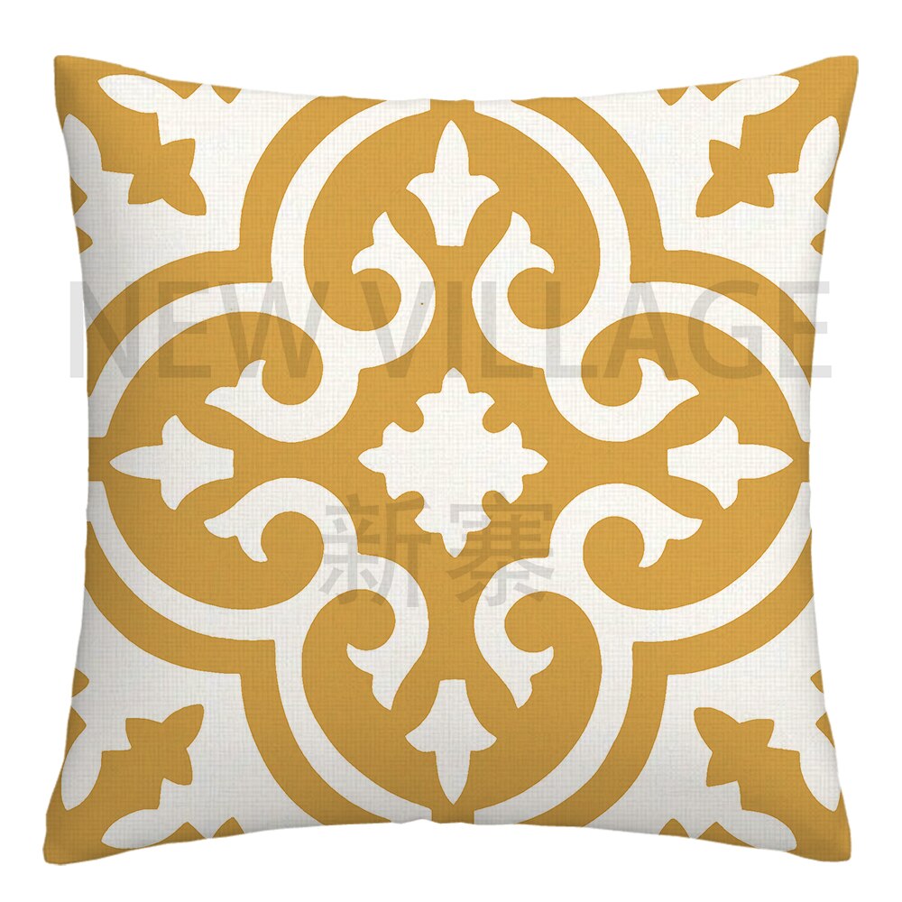 Yellow and white linen cushion covers