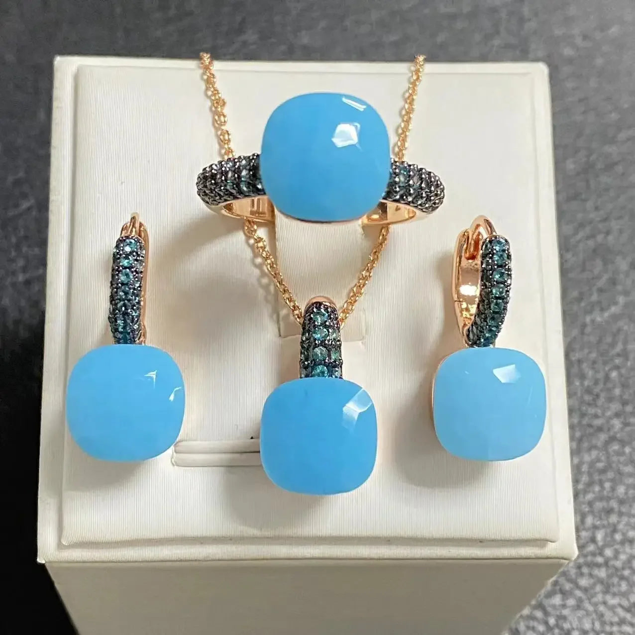 Crystal Zirconia Set Ring Earrings Pendant