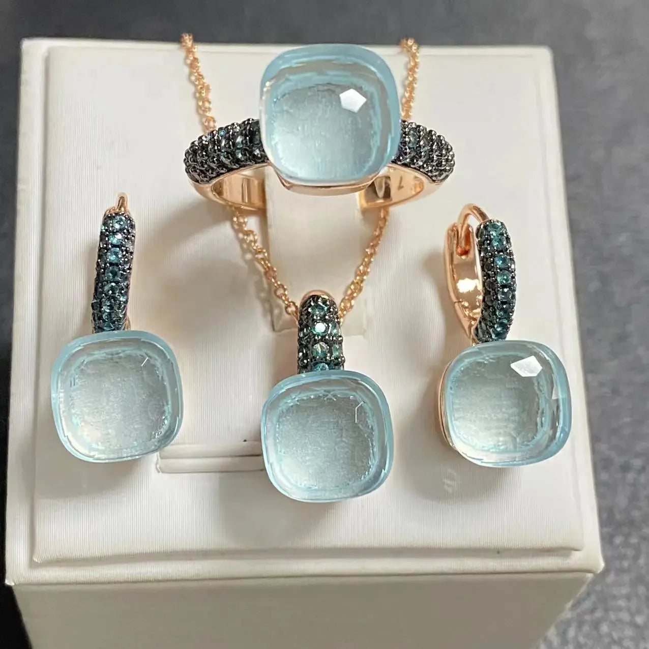 Crystal Zirconia Set Ring Earrings Pendant