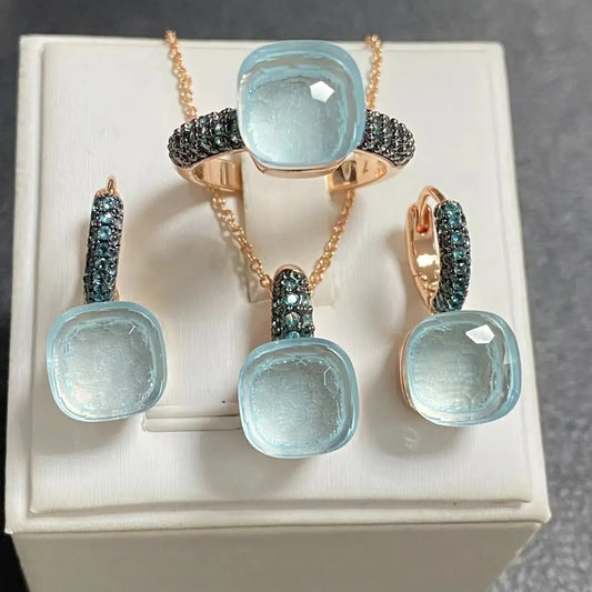 Crystal Zirconia Set Ring Earrings Pendant