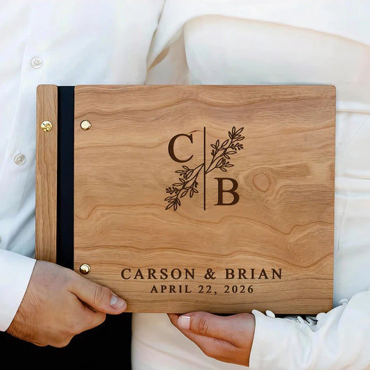 Wooden Guest Book Personalized Wedding Book