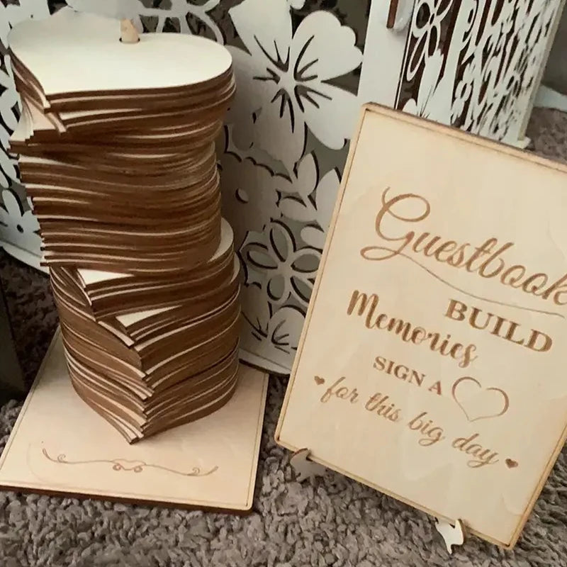 Wooden Heart Guest Book Heart Message Display