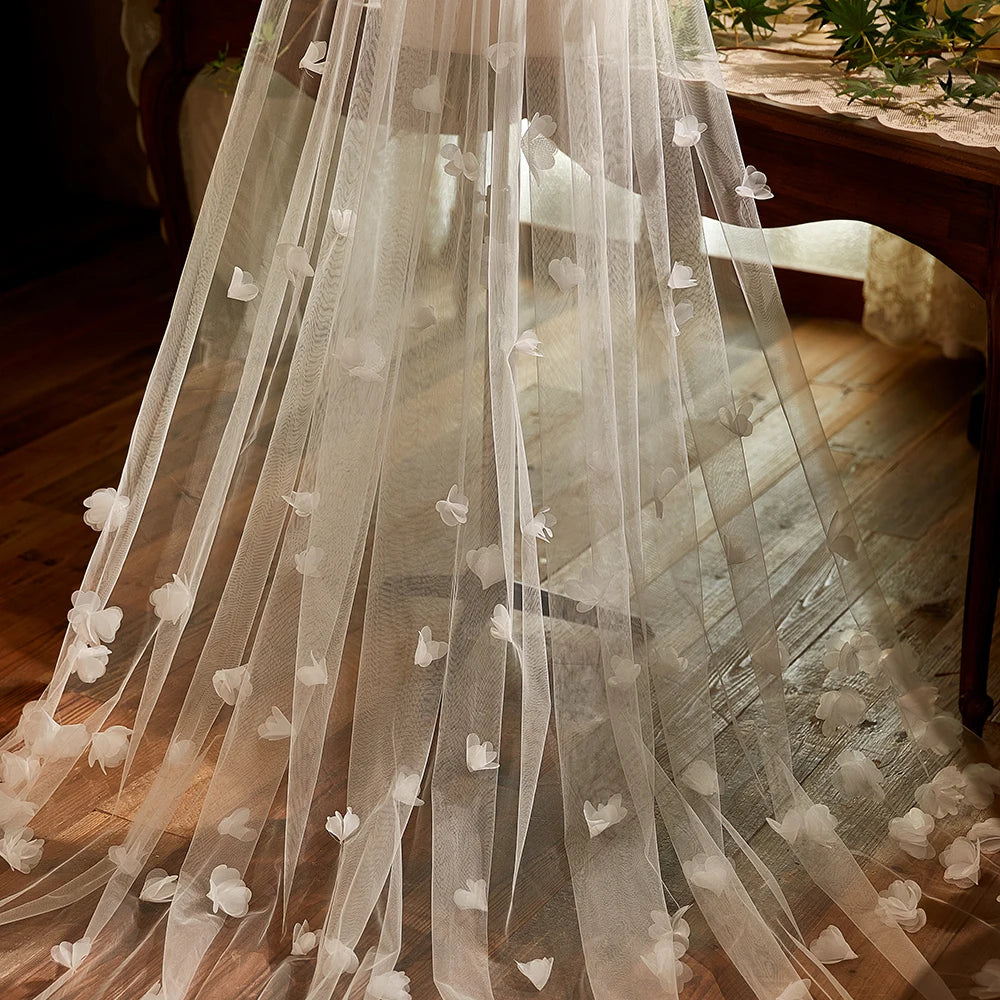 Cathedral Train Floral Wedding Veil