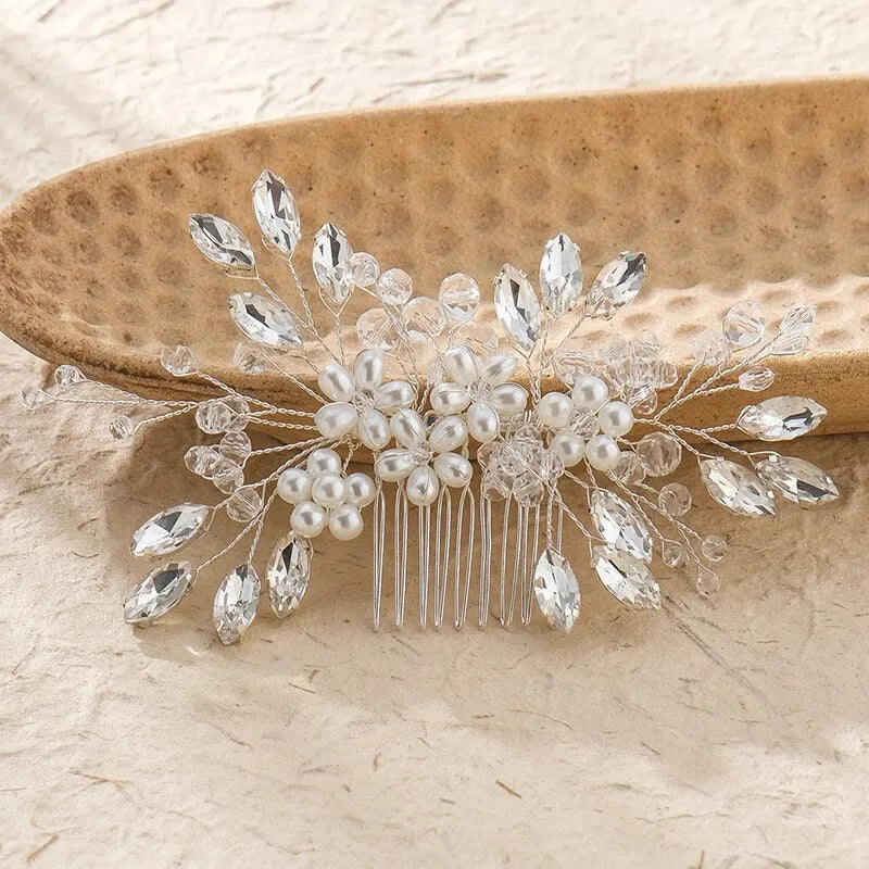 Bridal Headpiece Silver Flower Hair Pin