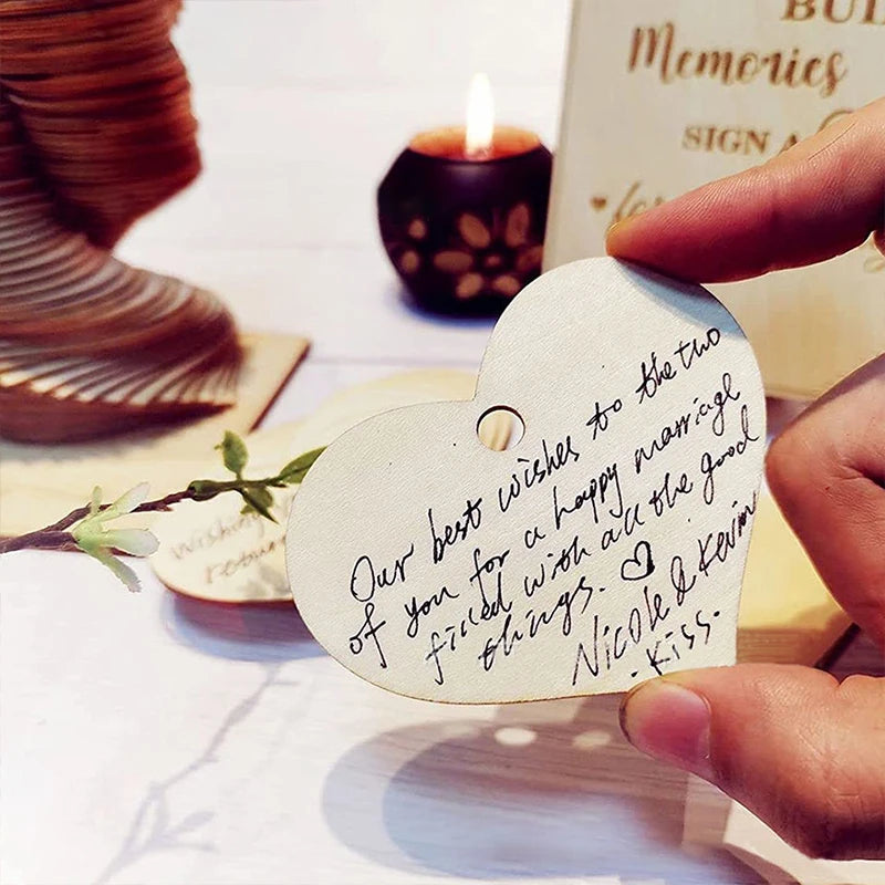 Wooden Heart Guest Book Heart Message Display