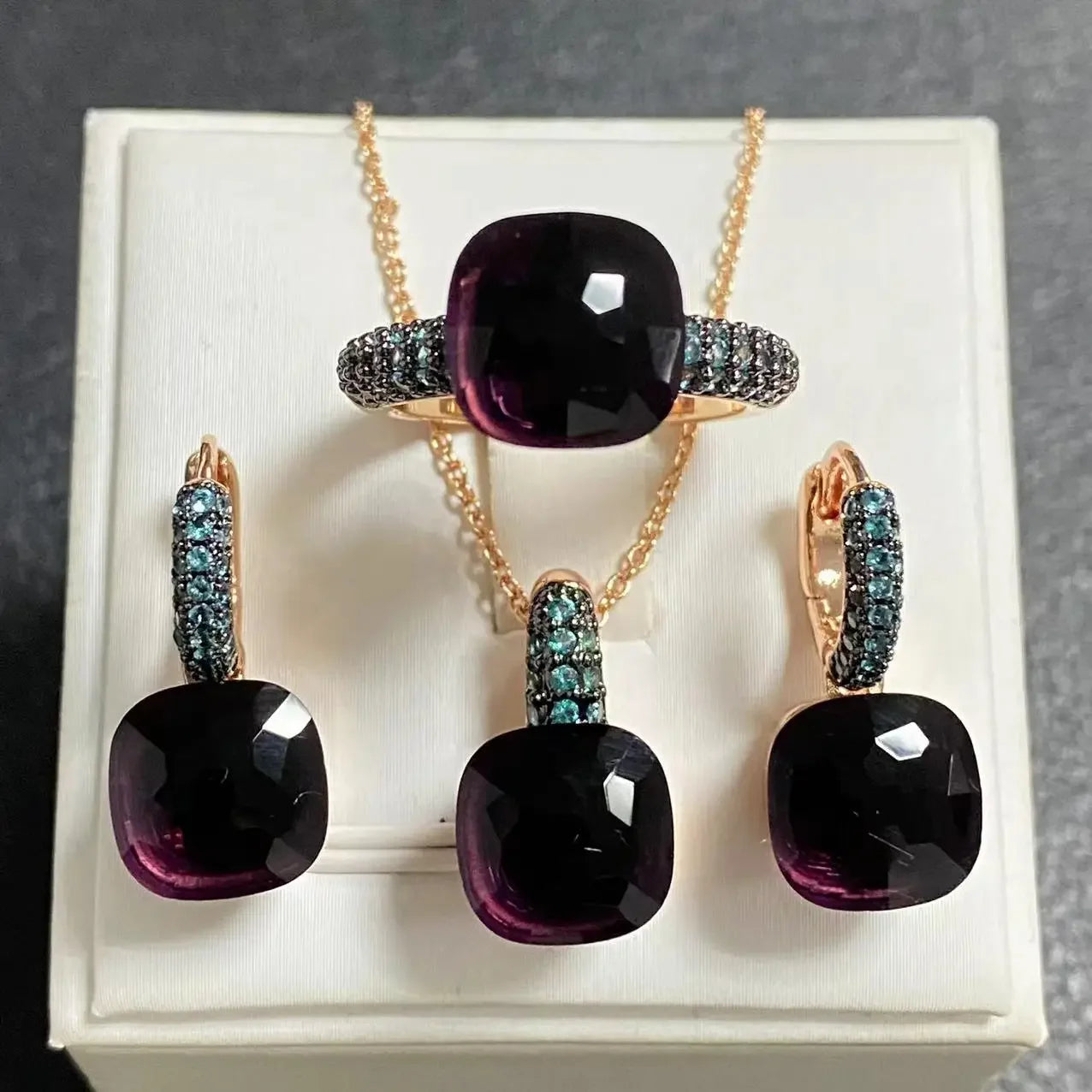 Crystal Zirconia Set Ring Earrings Pendant