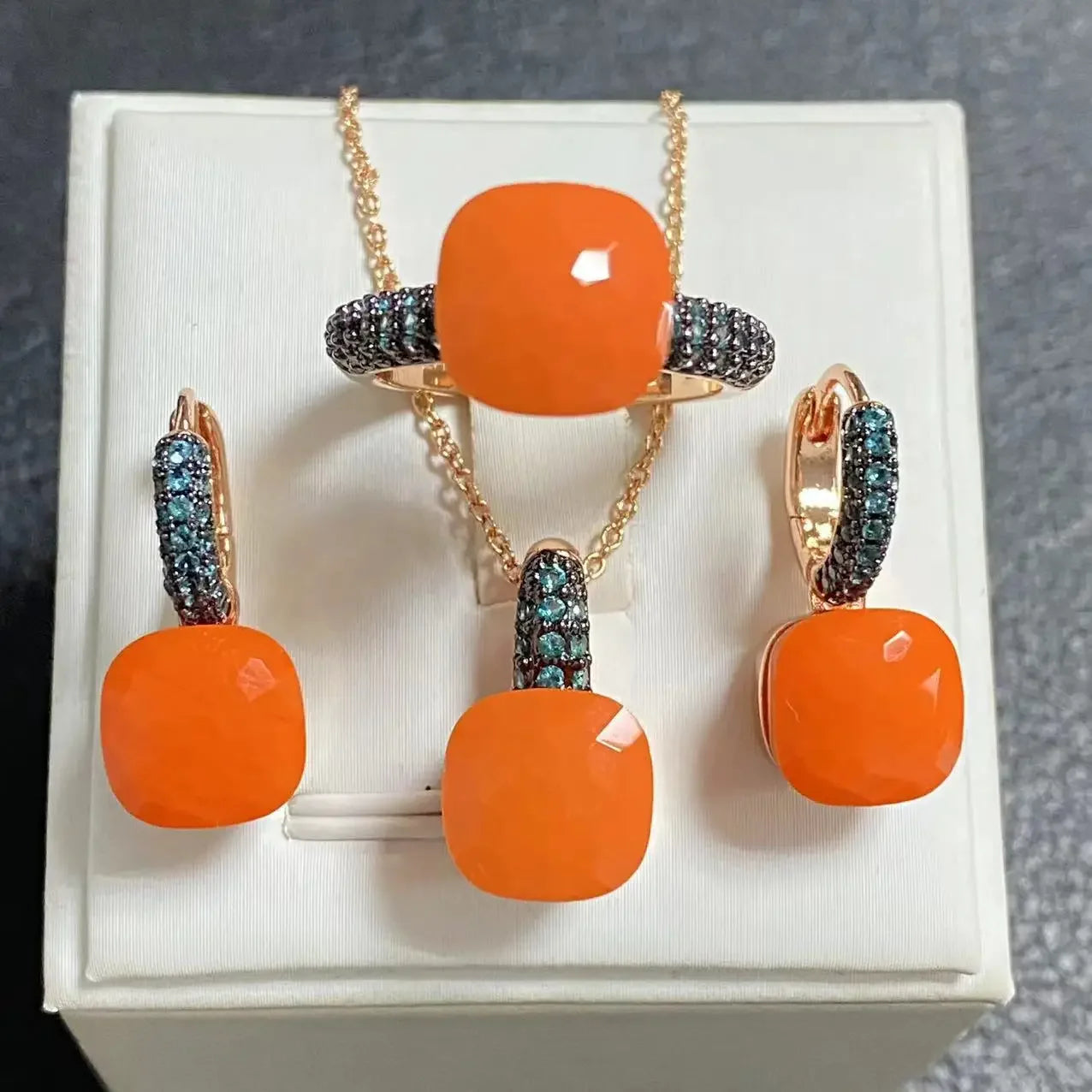 Crystal Zirconia Set Ring Earrings Pendant