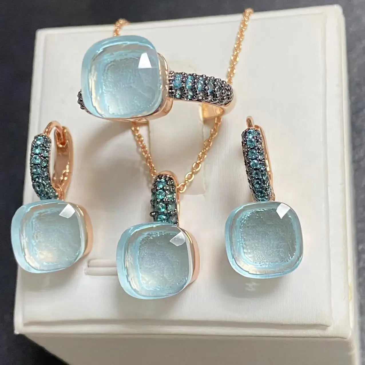 Crystal Zirconia Set Ring Earrings Pendant