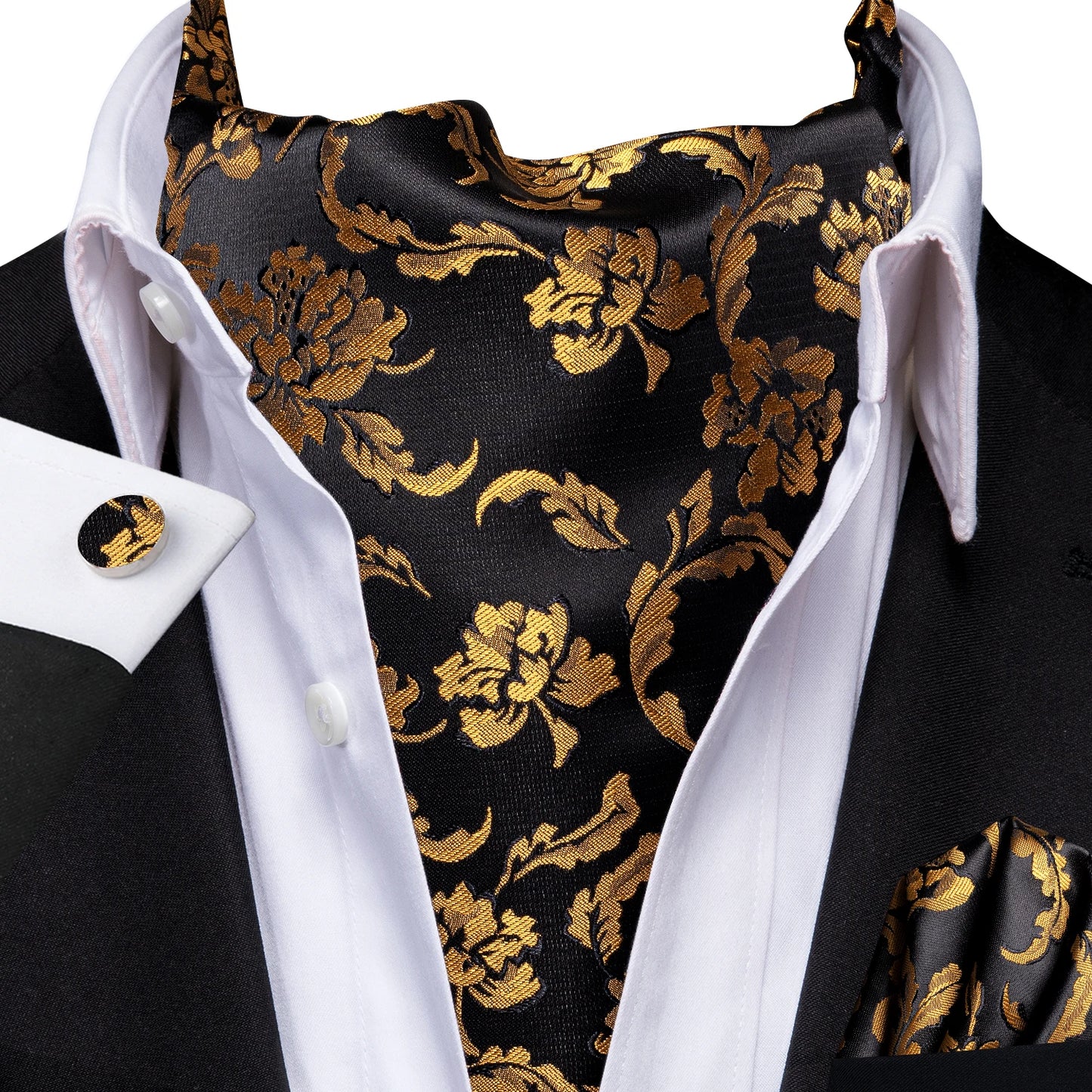 Mens Cravat Pocket Square Cufflinks Set 3pcs