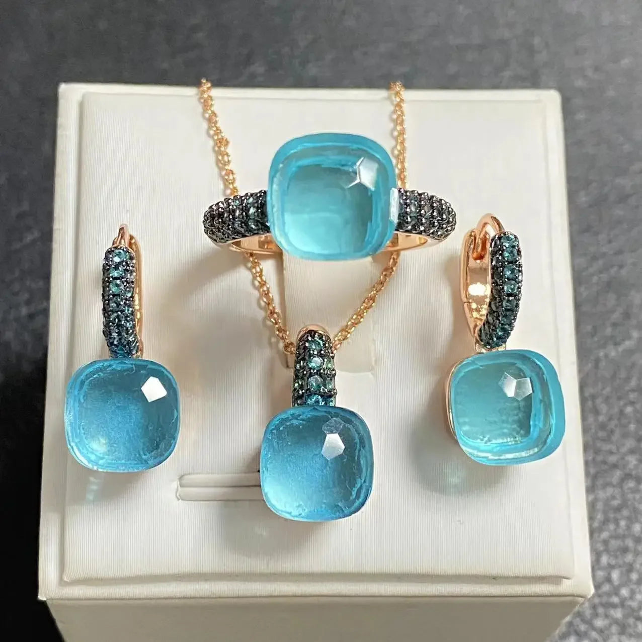 Crystal Zirconia Set Ring Earrings Pendant