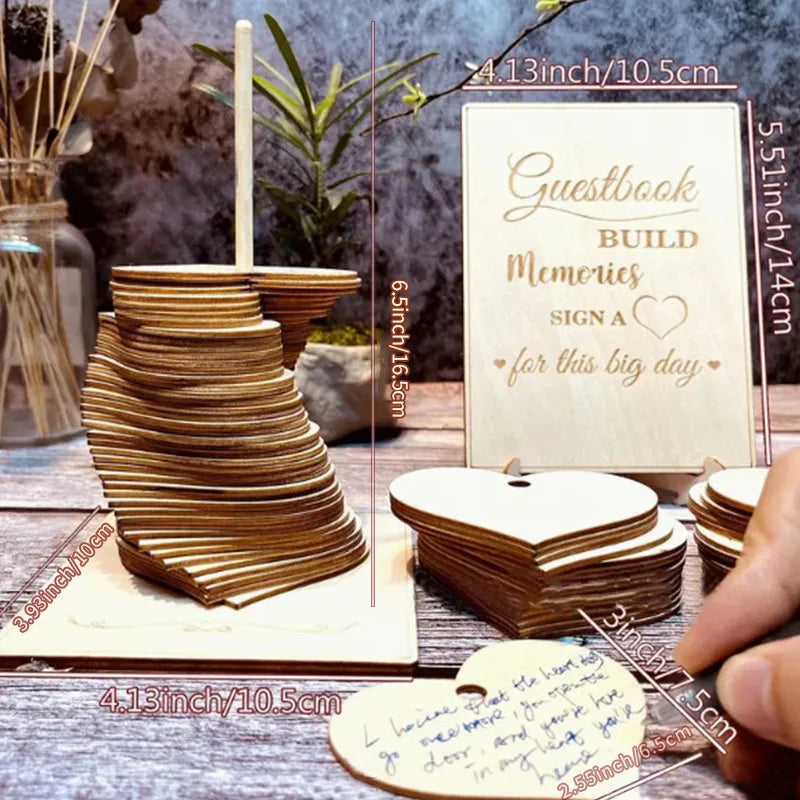 Wooden Heart Guest Book Heart Message Display