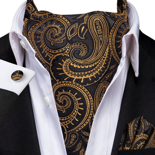 Mens Cravat Pocket Square Cufflinks Set 3pcs