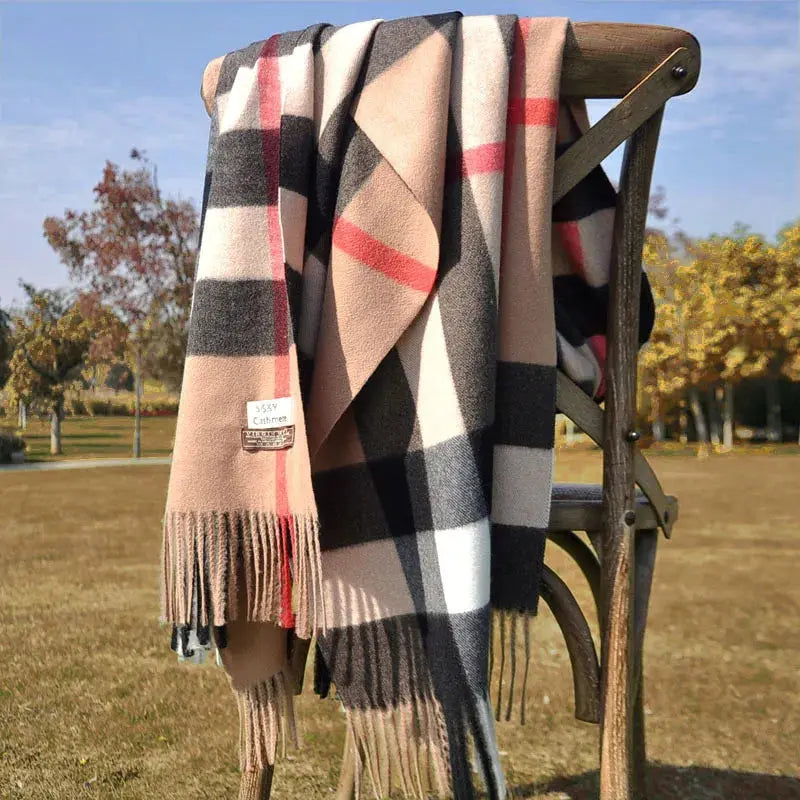 Cashmere Chequered Scarf – Satin & Sox