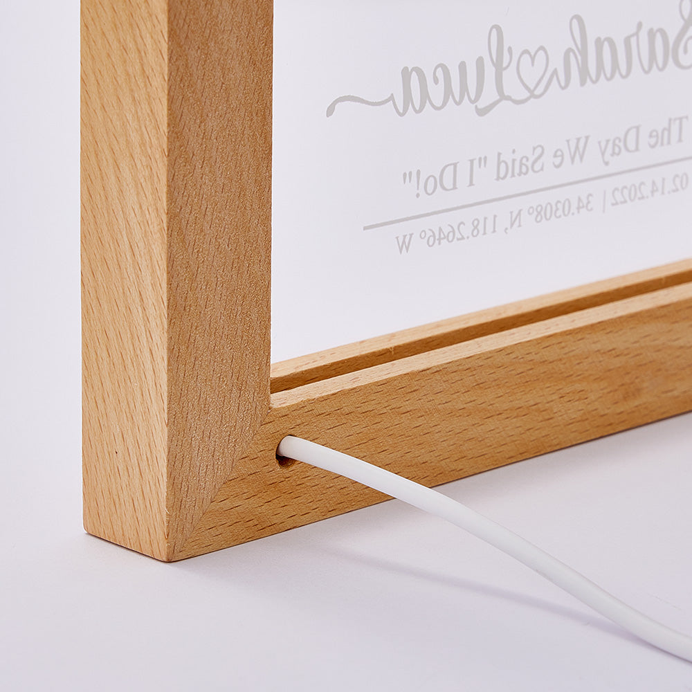 Custom Engraved Star Constellation Night Light with Wood Frame