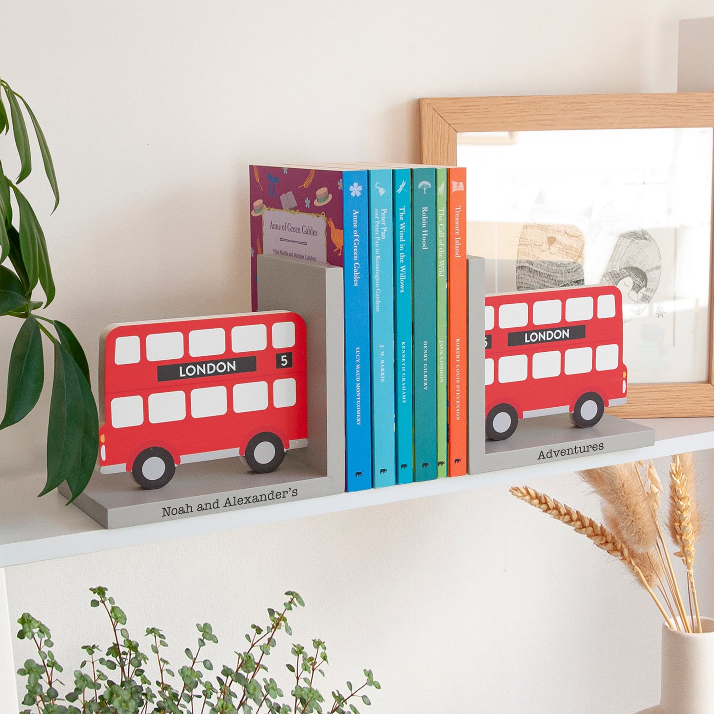 Personalised Kids London Bus Bookends