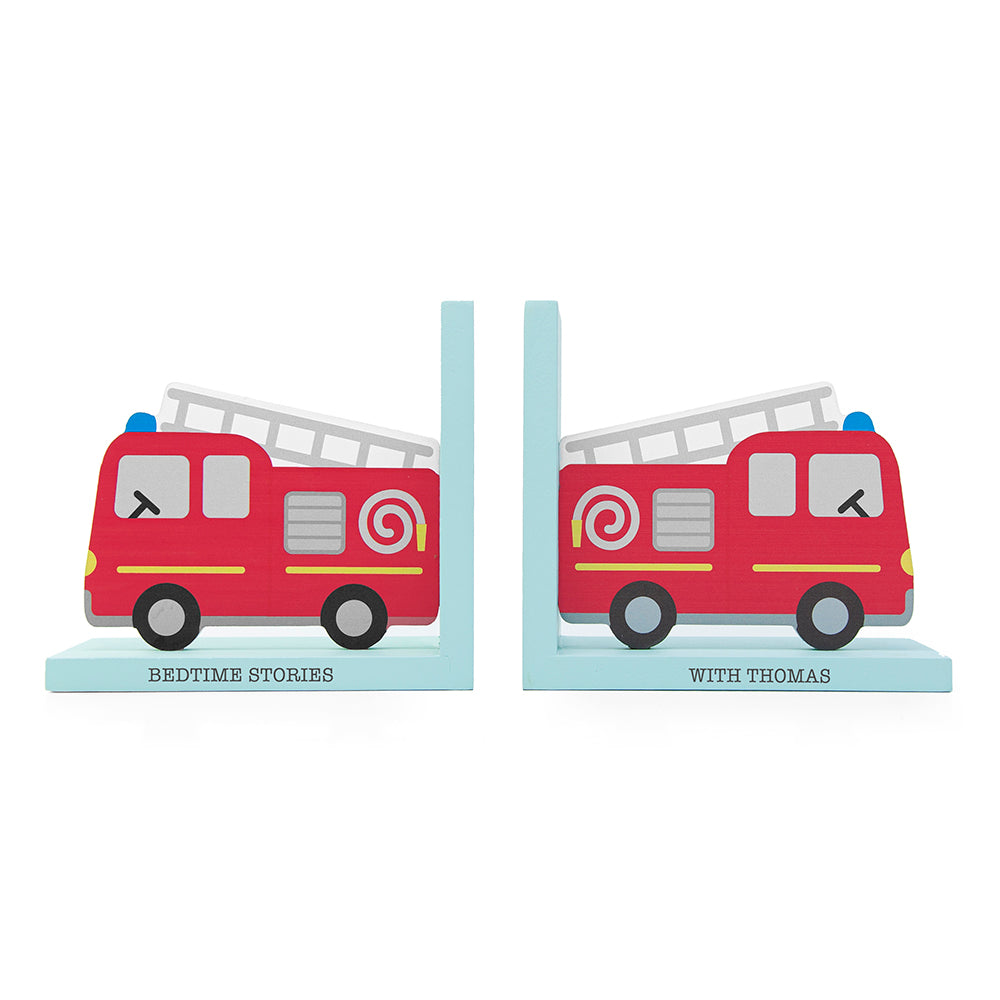 Personalised Kids Fire Engine Bookends